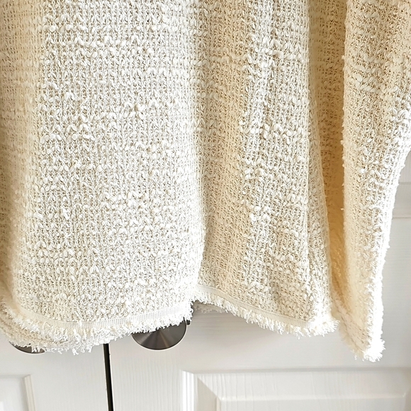 NWT Max Studio Frayed Trim/Fringe Longline Cardigan Cream Open Jacket 2X - Picture 10 of 16